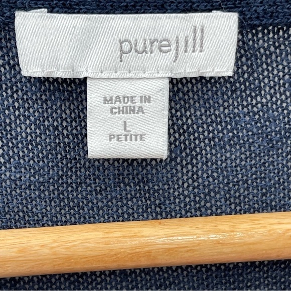 J. Jill Linen Blend Oversized Short Sleeve Navy Blue Tunic Top Size Large P - Picture 5 of 7